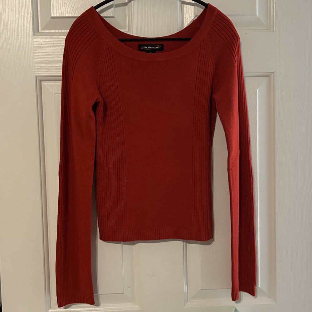 NWT Nordstrom Takeout Fire Engine Red Sweater Small Slim Fit 2% Spandex Pullover